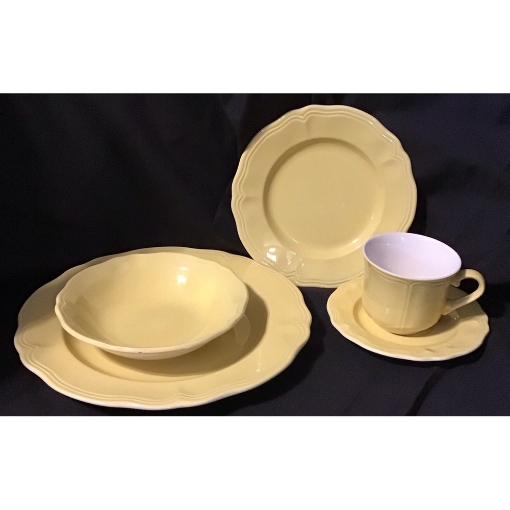Vintage Sears Federalist Ironstone #4239 Buttercup Yellow 5 Place setting